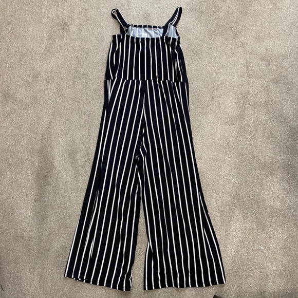 Capella Black Wide Leg Striped Jumpsuit Size S - Picture 3 of 3